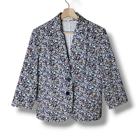 Talbots Floral Blazer Cotton Stretch 2-Button Size 6 Preppy Cottagecore - Picture 1 of 8